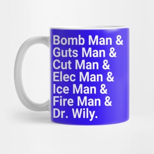 Mega Man Bosses Helvetica List Mug